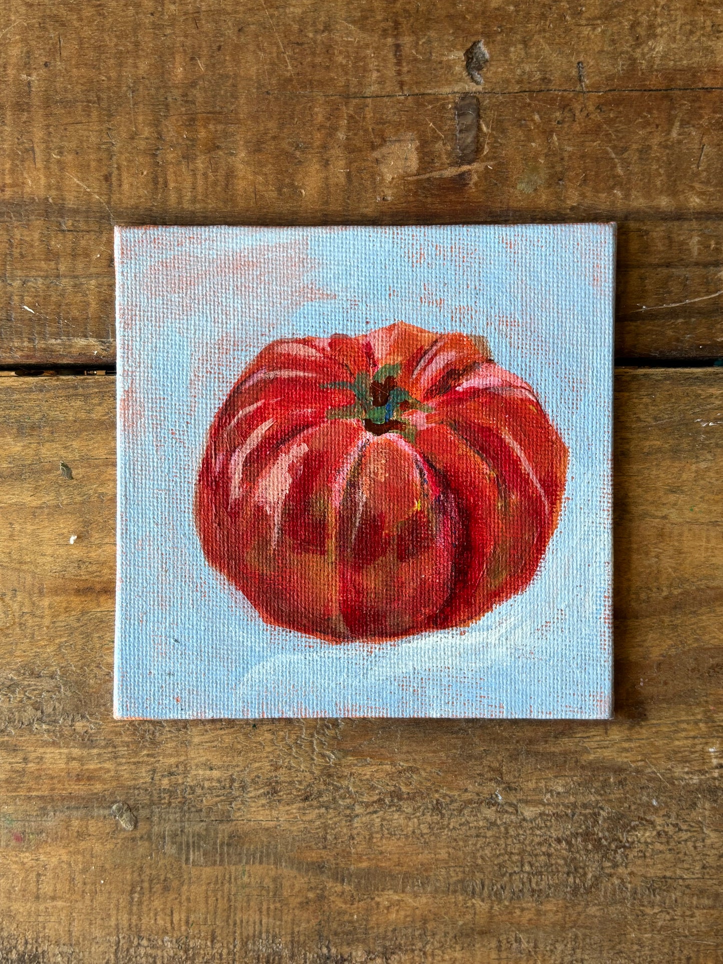 tomato on blue