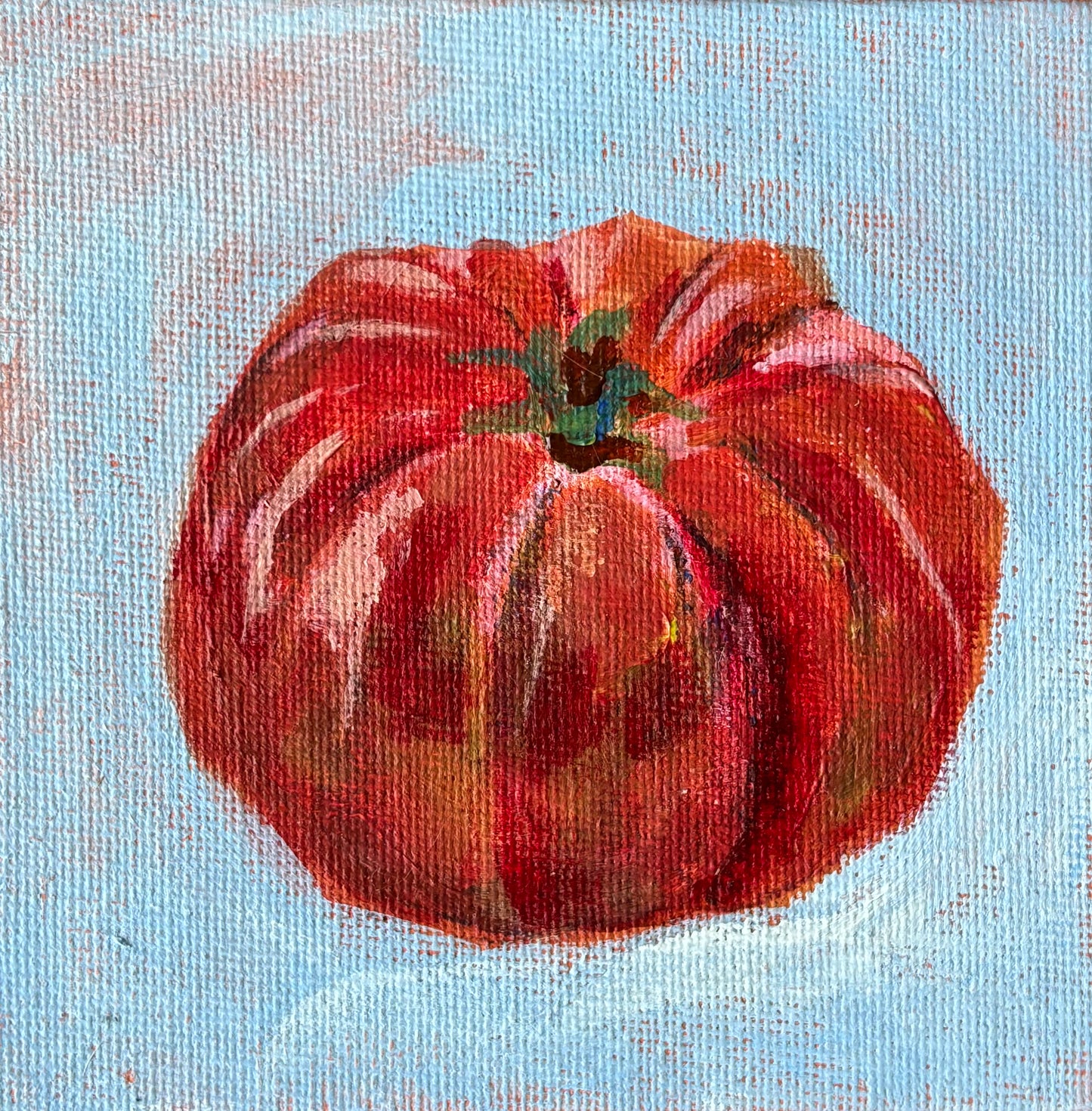 tomato on blue